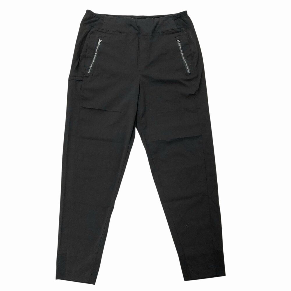 Athleta Ankle Pants Womens 12 Black Zipper Pocket Stretch Lightweight Casual